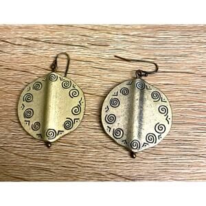 Womens Aztec Gold Tone Earrings Vintage Tribal